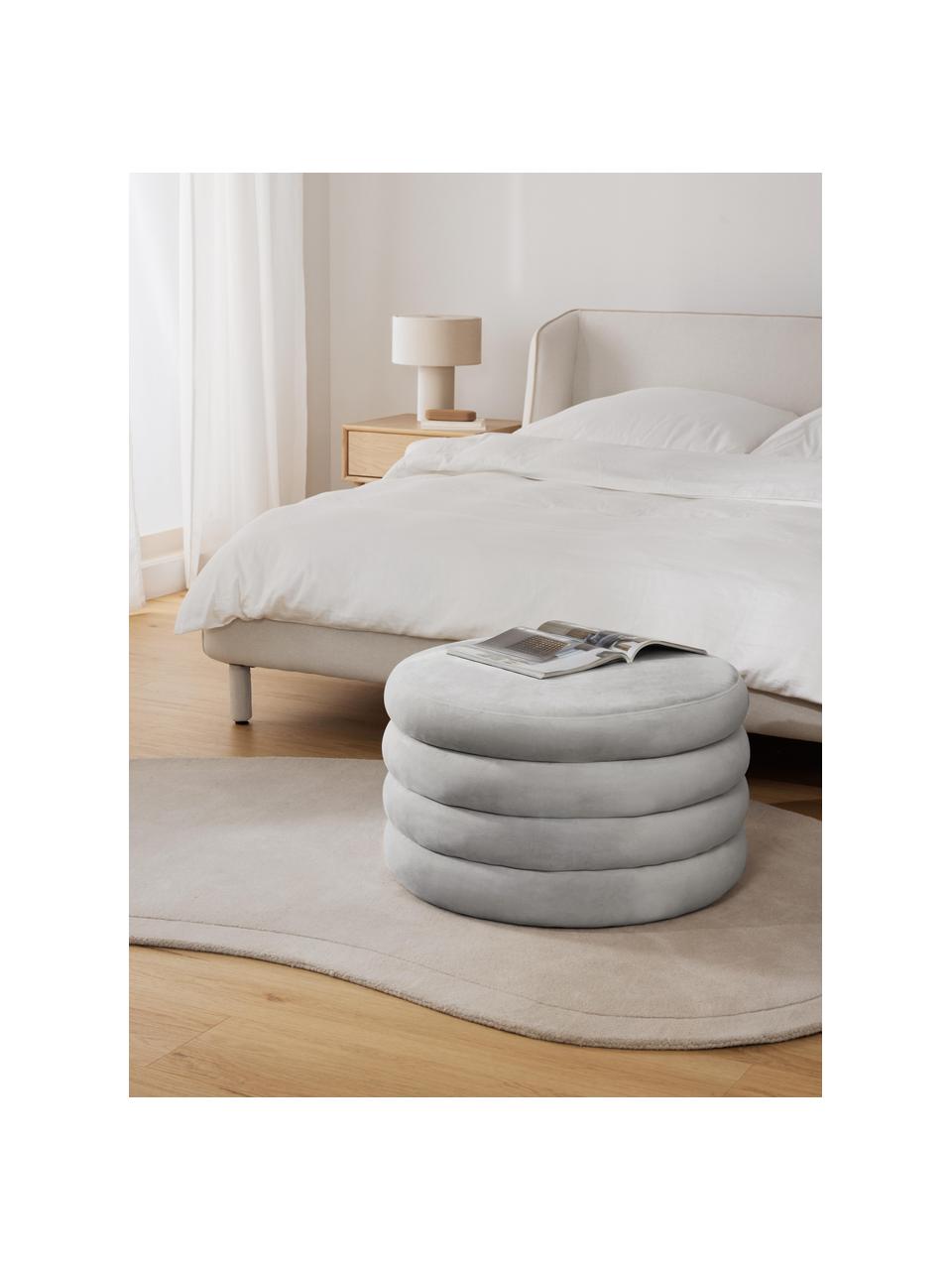 Grand pouf en velours avec rangement Alto, Velours gris, Ø 69 x haut. 44 cm