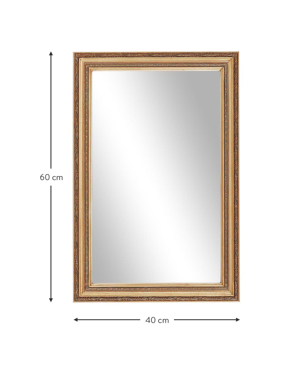 Barock-Wandspiegel Muriel, Rahmen: Massivholz, beschichtet, Rückseite: Mitteldichte Holzfaserpla, Spiegelfläche: Spiegelglas, Goldfarben, B 40 x H 60 cm