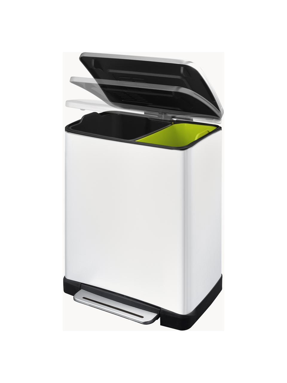 Poubelle Recycle E-Cube, 28 L + 18 L, Blanc, mat, larg. 50 x haut. 65 cm, 28 L + 18 L