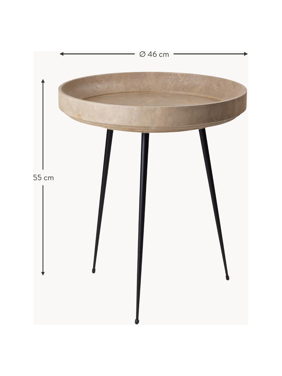 Kulatý odkládací stolek z dubového dřeva Bowl, ručně vyrobený, Dubové dřevo, béžově lakované, Ø 46 cm, V 55 cm