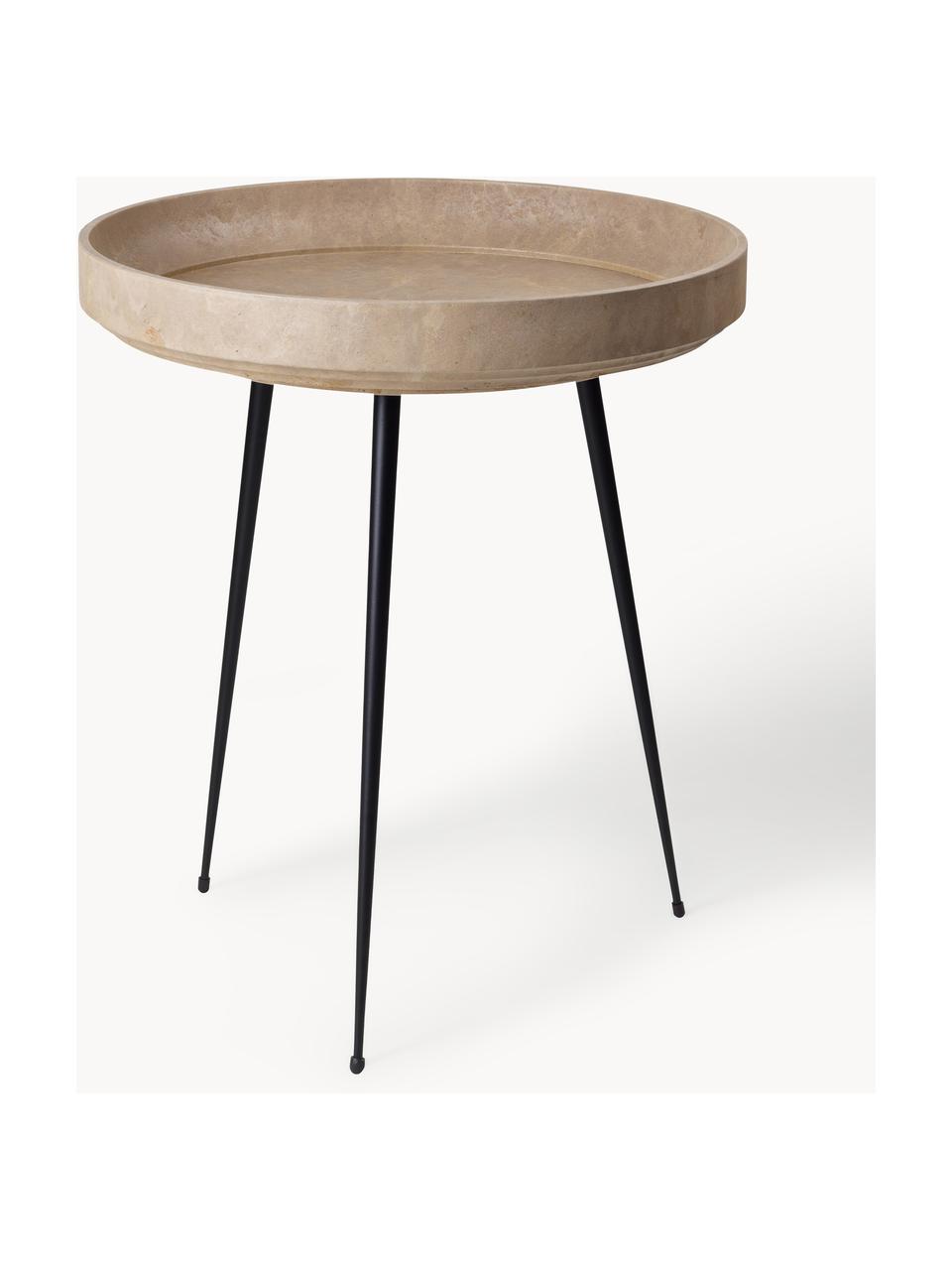 Tavolino rotondo in legno di quercia Bowl, fatto a mano, Gambe: rifiuti di plastica ricic, Legno di quercia, beige laccato, Ø 46 x Alt. 55 cm