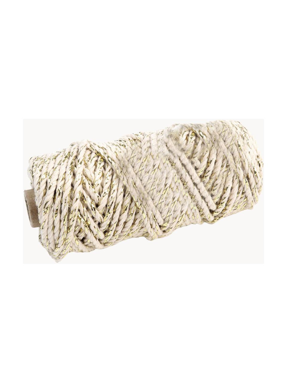 Cordón para regalos con hilos de lurex Twist, Algodón con hilo de lurex, Beige, dorado, L 2500 cm