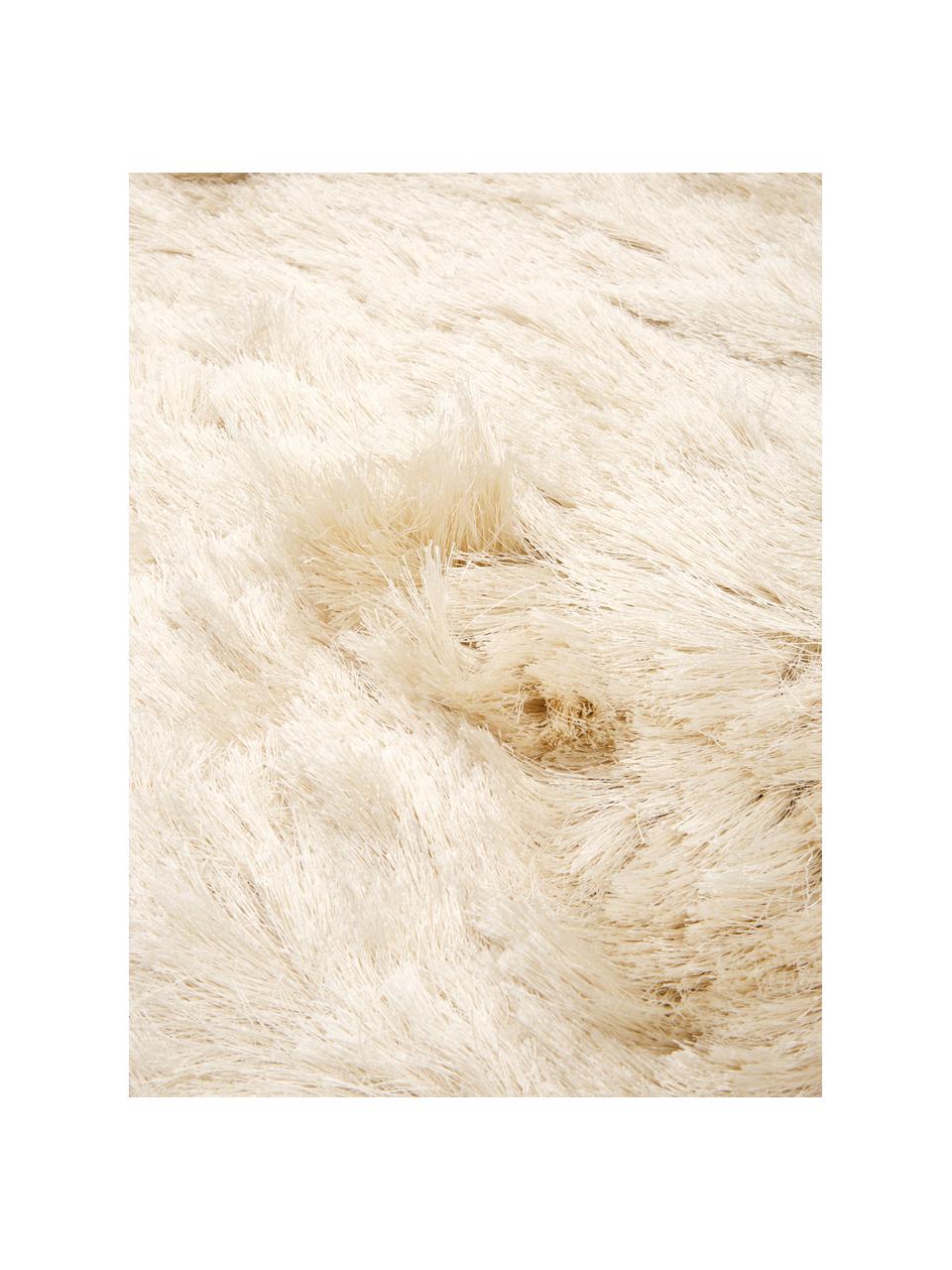 Glänzender Hochflor-Teppich Jimmy, rund, Flor: 100% Polyester, Elfenbeinfarben, Ø 200 cm (Größe L)