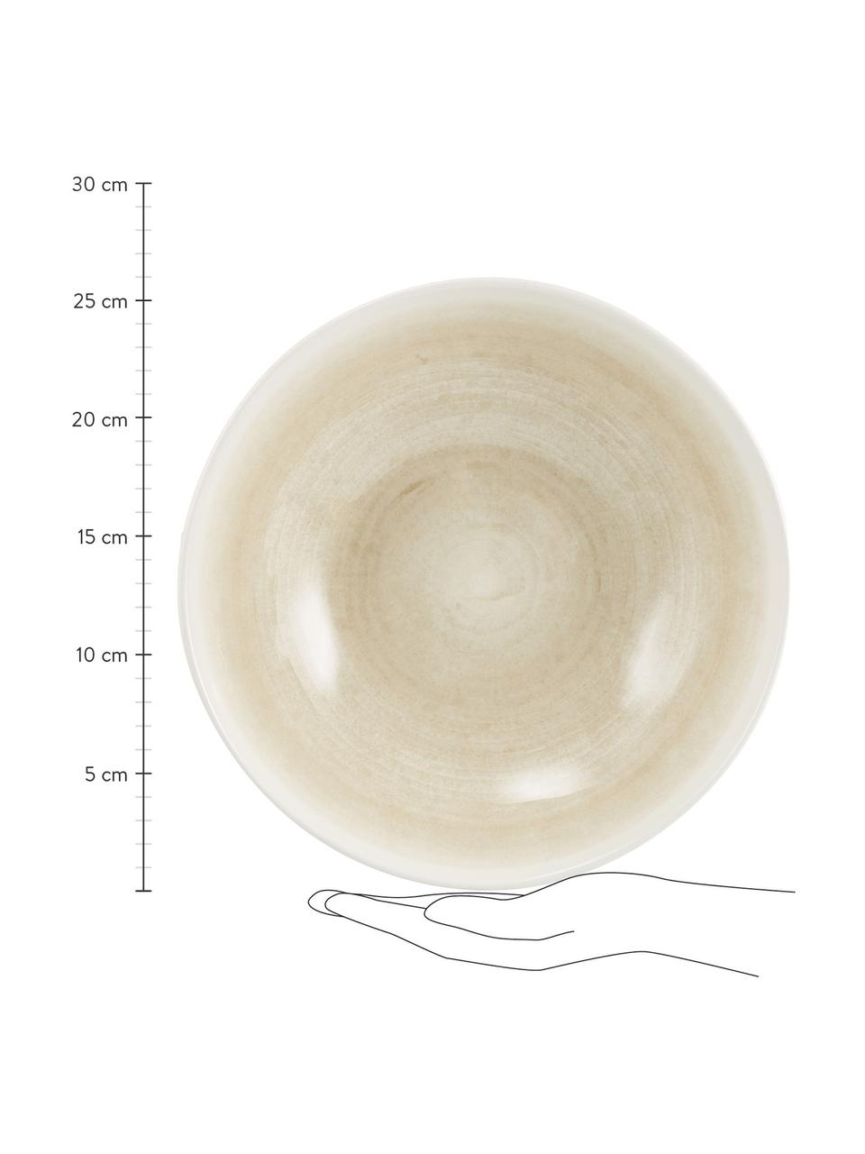 Handgemachte Salatschüssel Pure matt/glänzend mit Farbverlauf, Ø 26 cm, Keramik, Beige, Weiß, Ø 26 x H 7 cm