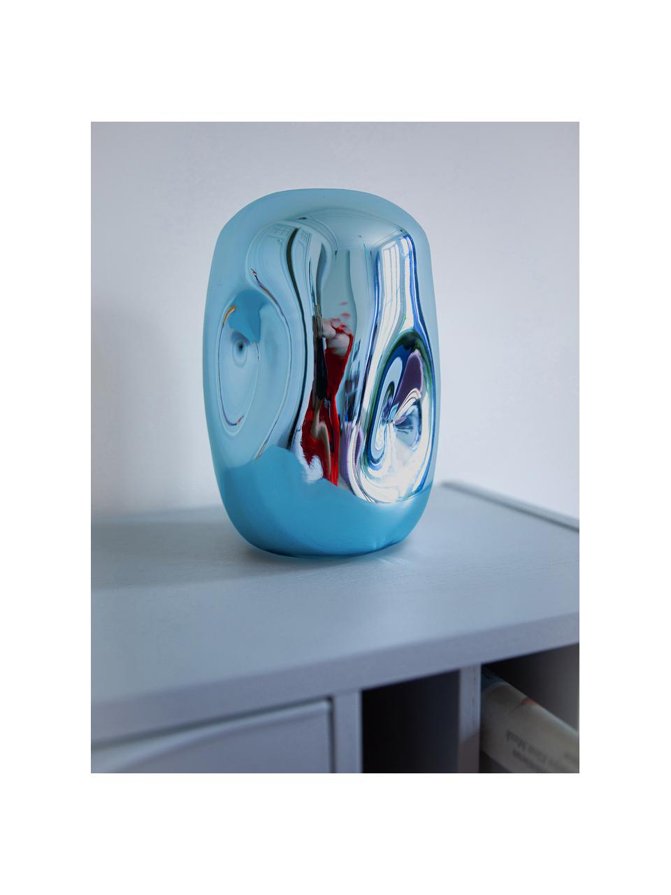 Design-Vase Gorgi, Glas, galvanisiert, Blau, Ø 15 x H 22 cm