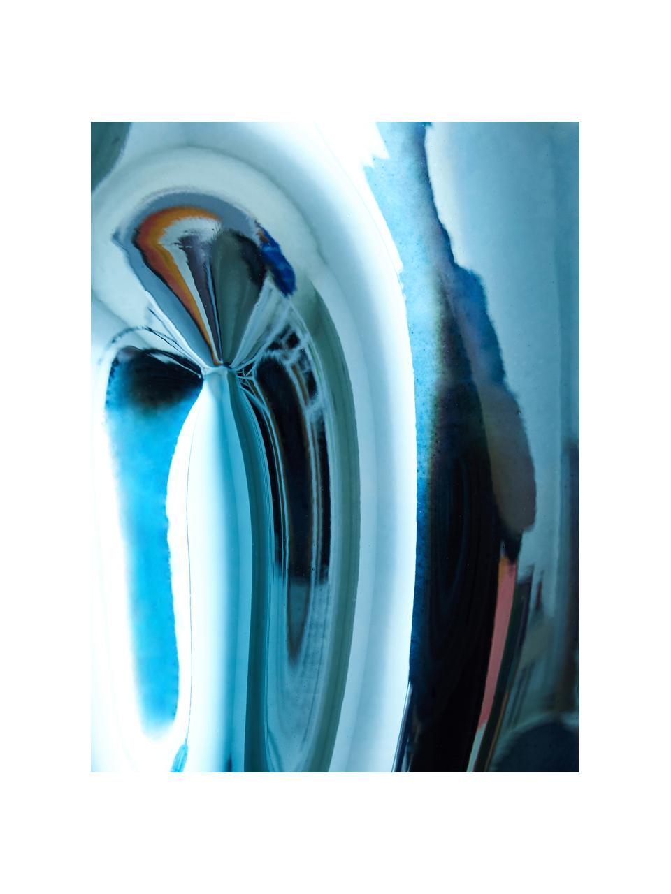 Designová váza Gorgi, Sklo, pozinkované, Modrá, Ø 15 cm, V 22 cm