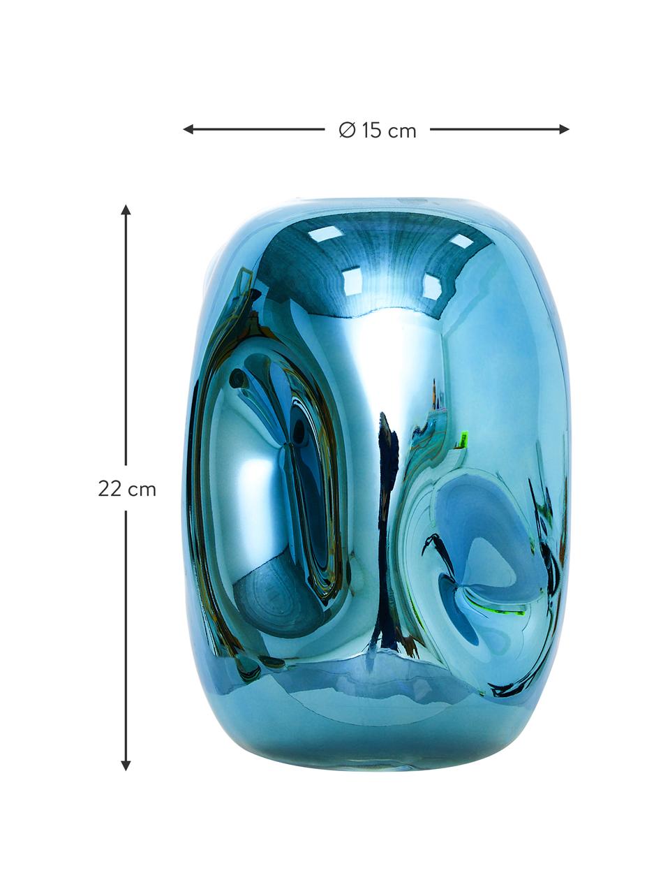 Vase design Gorgi, Verre, galvanisé, Bleu, Ø 15 x haut. 22 cm