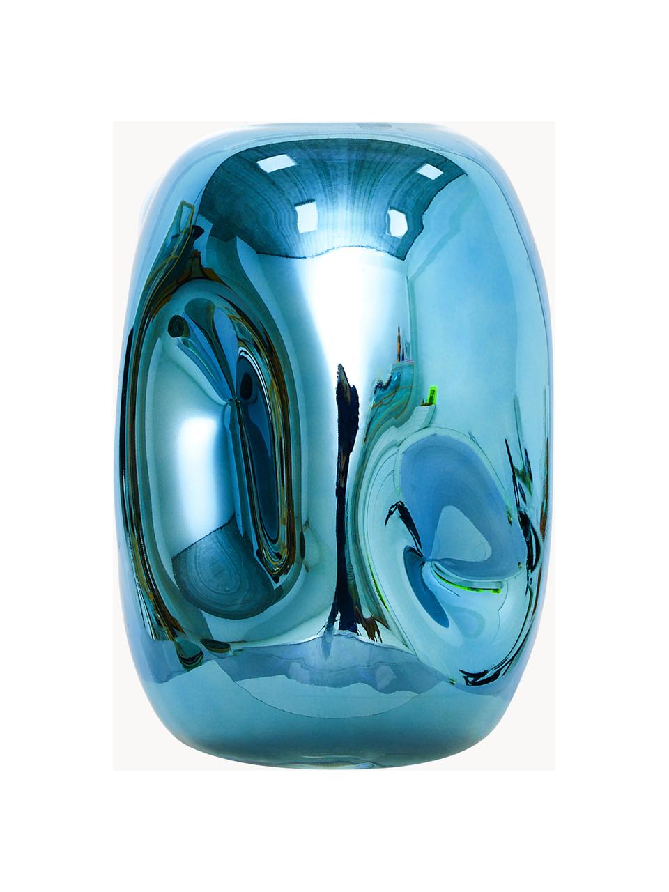 Design vaas Gorgi, H 22 cm, Glas, gegalvaniseerd, Blauw, Ø 15 x H 22 cm