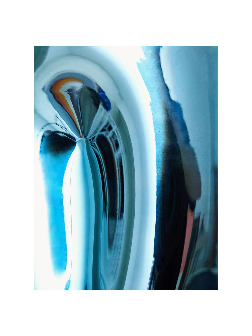 Design-Vase Gorgi, H 22 cm, Glas, galvanisiert, Blau, Ø 15 x H 22 cm