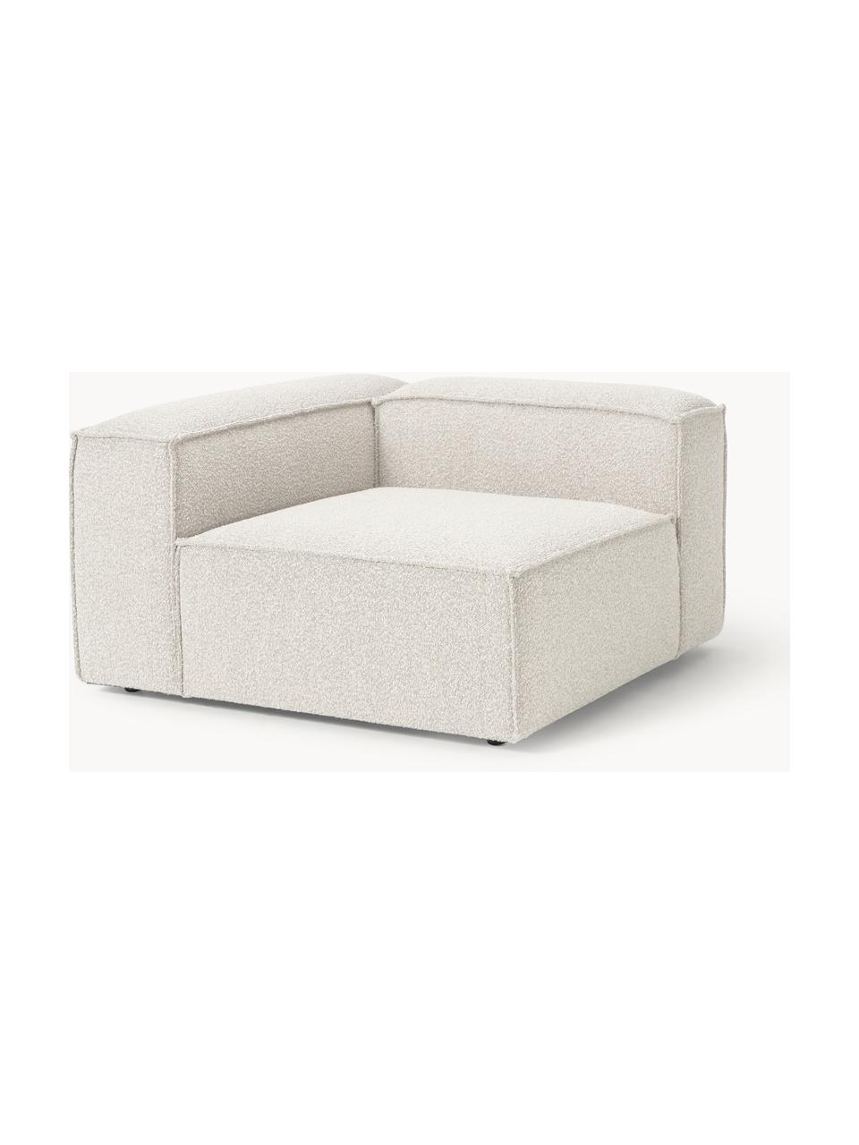 Eckmodul Lennon aus Bouclé, Bezug: Bouclé (100 % Polyester) , Gestell: Massives Kiefernholz, Spe, Füße: Kunststoff Dieses Produkt, Bouclé Off White, B 119 x T 119 cm, Eckteil links