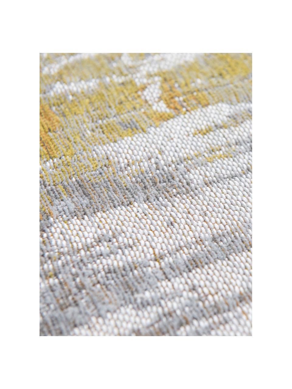 Tappeto di design Streaks, Retro: misto cotone, rivestito i, Giallo, grigio, Larg. 80 x Lung. 150 cm (taglia XS)