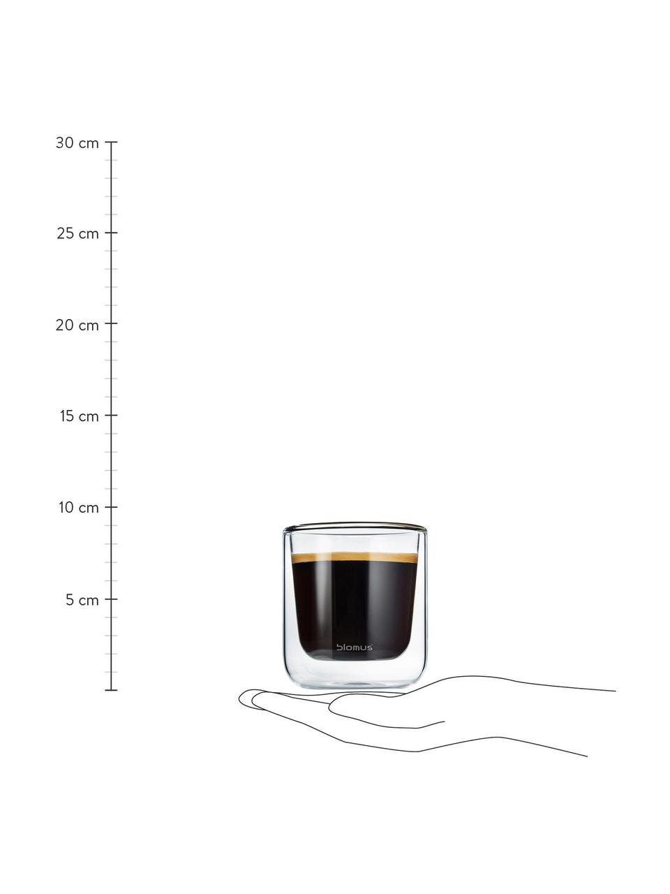 Dubbelwandige glazen bekers Nero, 2 stuks, Glas, Transparant, Ø 8 x H 9 cm, 200 ml