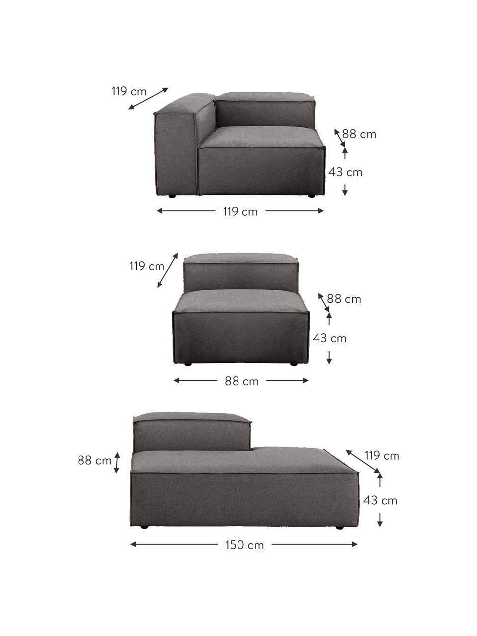 Méridienne modulable XL Lennon, Tissu anthracite, larg. 357 x prof. 119 cm, dossier à gauche