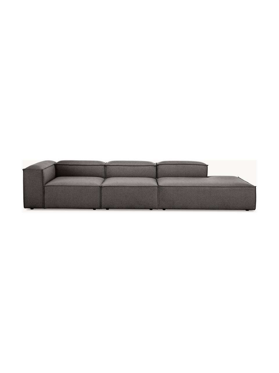 Méridienne modulable XL Lennon, Tissu anthracite, larg. 357 x prof. 119 cm, dossier à droite