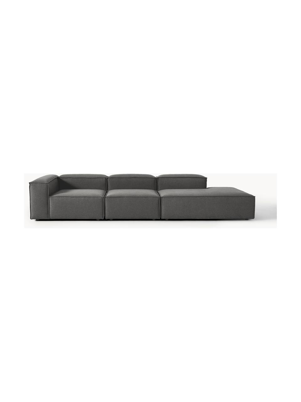 Modulaire XL chaise longue Lennon, Bekleding: 100% polyester De slijtva, Frame: massief grenenhout, multi, Poten: kunststof Dit product is , Geweven stof antraciet, B 357 x D 119 cm, armleuning links