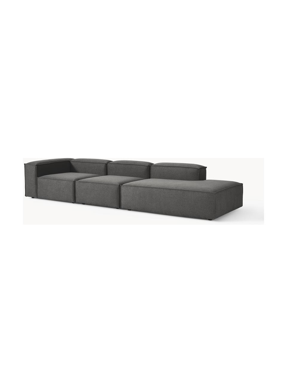 Diván modular grande Lennon, Tapizado: 100% poliéster Alta resis, Estructura: madera contrachapada de p, Patas: plástico Este producto es, Tejido gris antracita, An 357 x F 119 cm, reposabrazos izquierdo