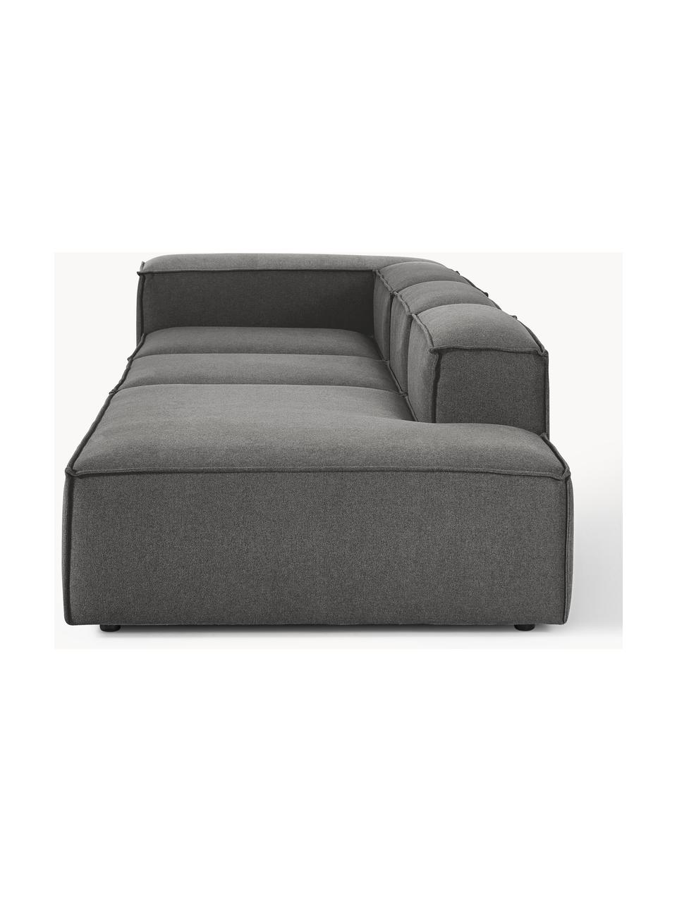 Diván modular grande Lennon, Tapizado: 100% poliéster Alta resis, Estructura: madera contrachapada de p, Patas: plástico Este producto es, Tejido gris antracita, An 357 x F 119 cm, reposabrazos izquierdo