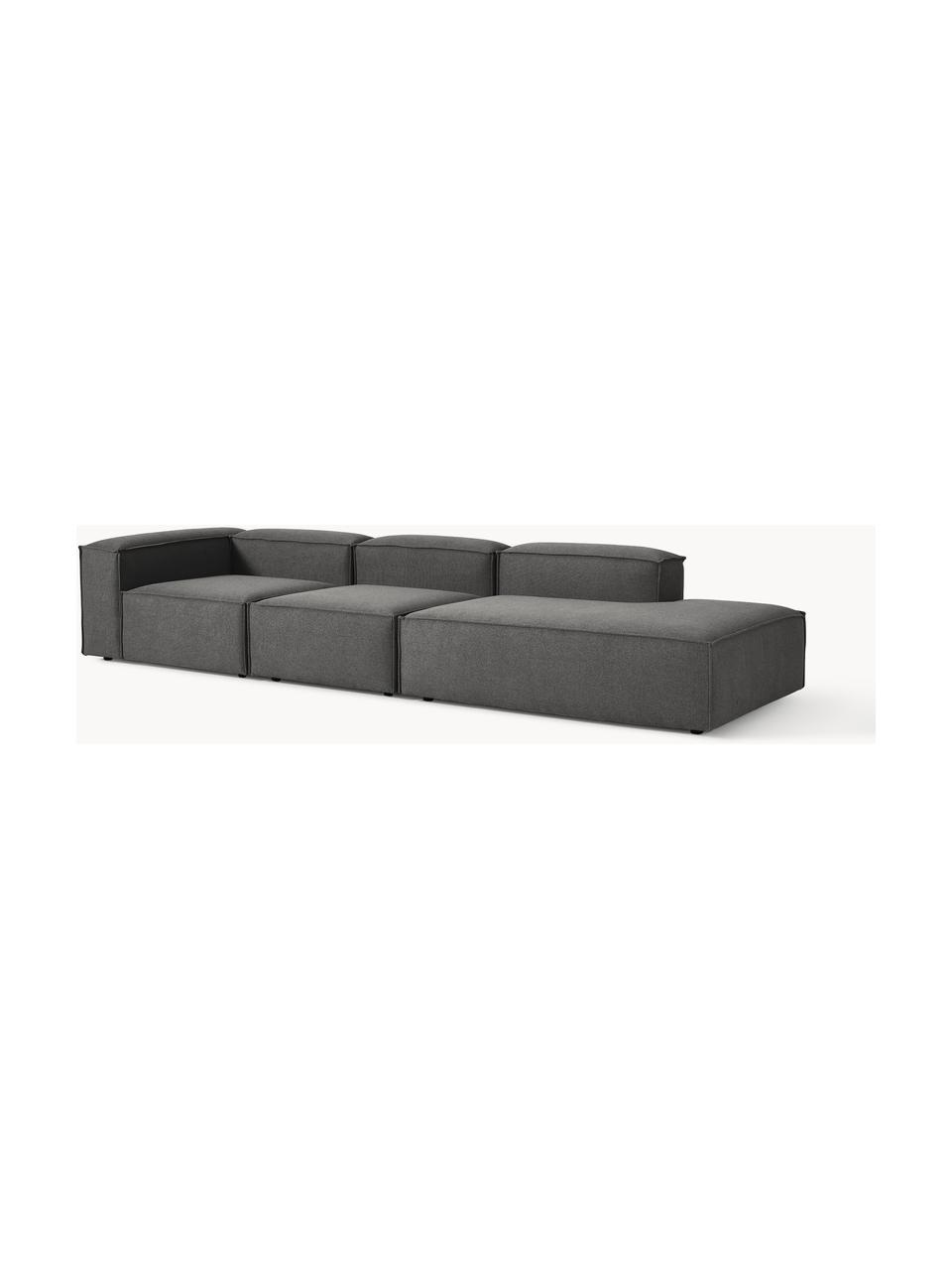 Diván modular grande Lennon, Tapizado: 100% poliéster Alta resis, Estructura: madera contrachapada de p, Patas: plástico Este producto es, Tejido gris antracita, An 357 x F 119 cm, reposabrazos izquierdo