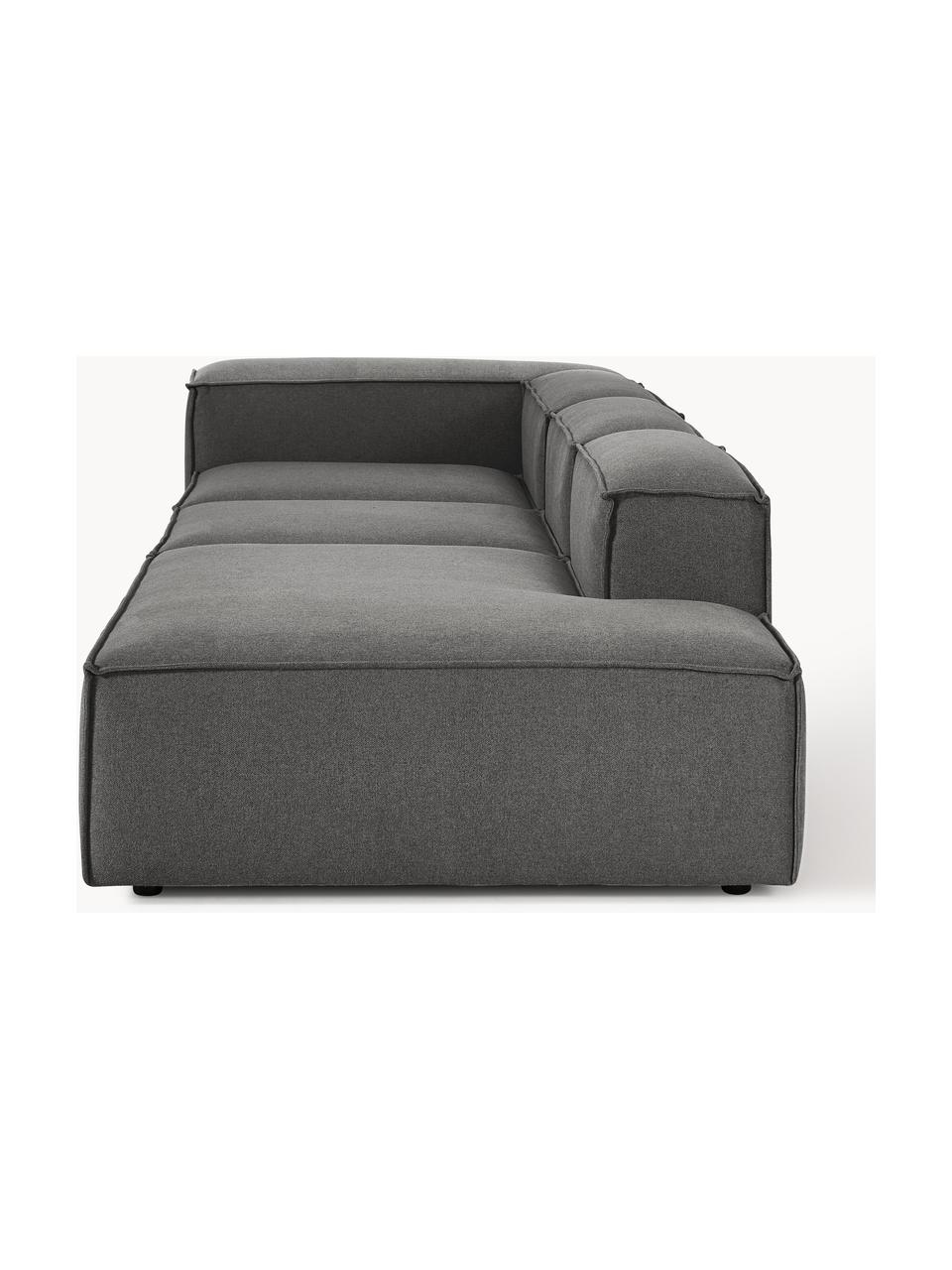 Modulaire XL chaise longue Lennon, Bekleding: 100% polyester De slijtva, Frame: massief grenenhout, multi, Poten: kunststof Dit product is , Geweven stof antraciet, B 357 x D 119 cm, armleuning links