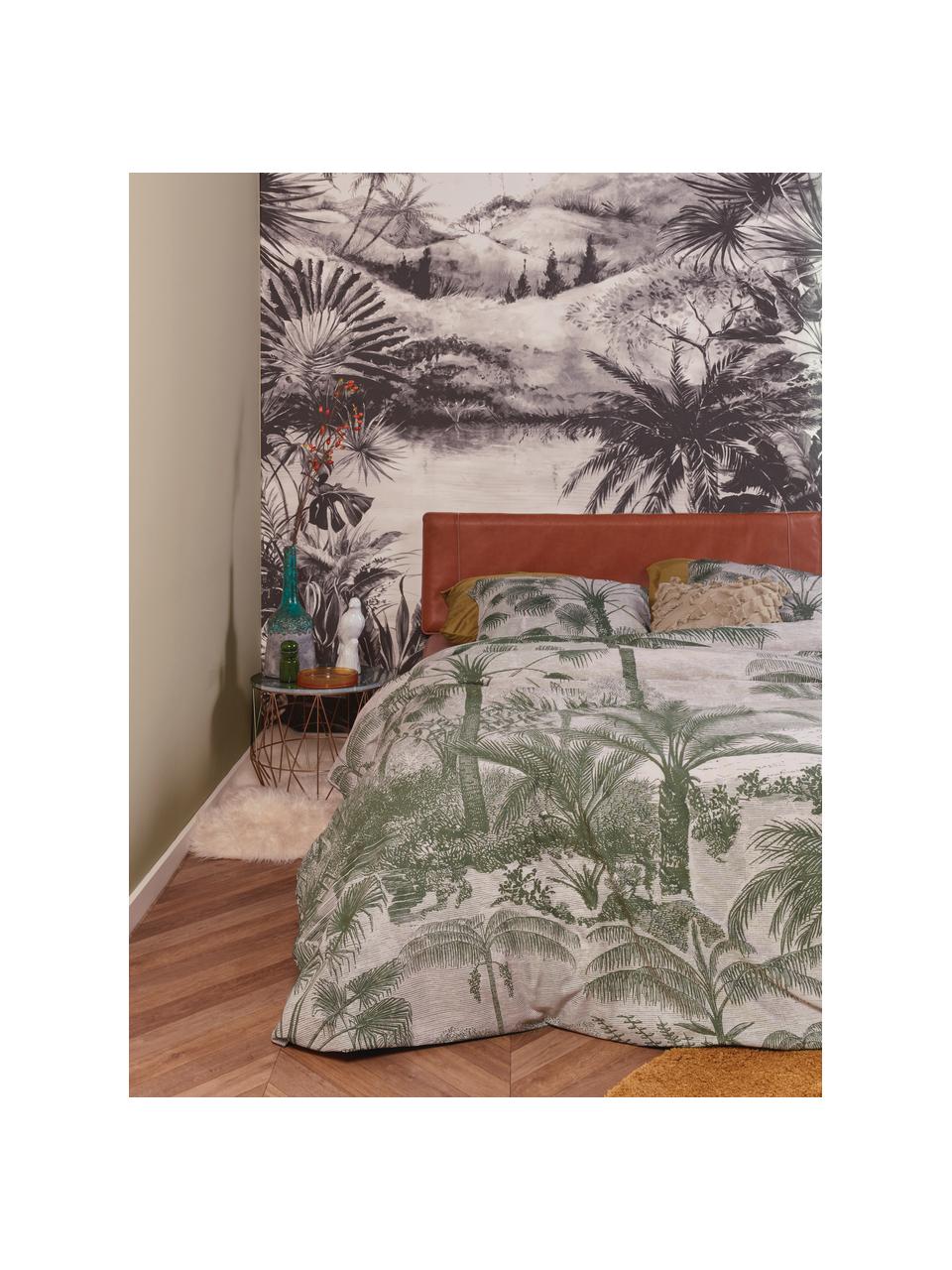 Bavlnená posteľná bilizeň s palmovým motívom Tour du Monde, Zelená, béžová