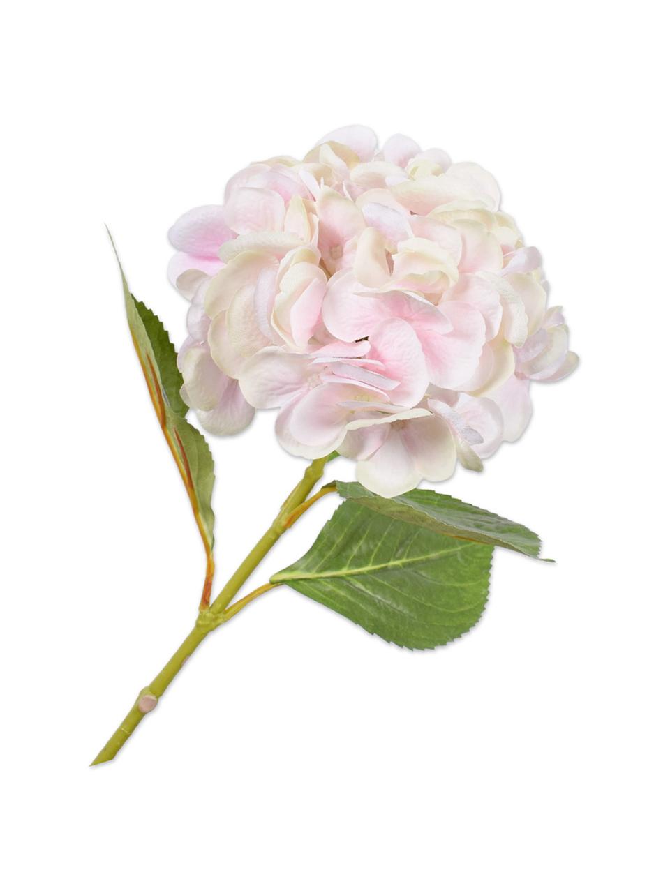 Hortensia artificiel, blanc/rose, Plastique, câble métallique, Blanc, rose, long. 65 cm