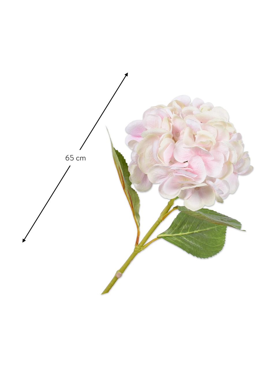 Hortensia artificiel, blanc/rose, Plastique, câble métallique, Blanc, rose, long. 65 cm