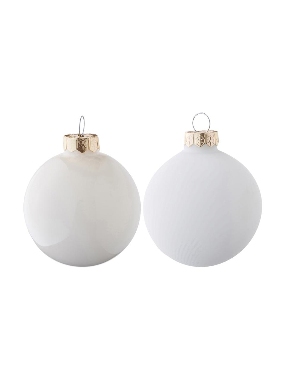 Boules de Noël blanches Evergreen, 10 élém., Couleur crème