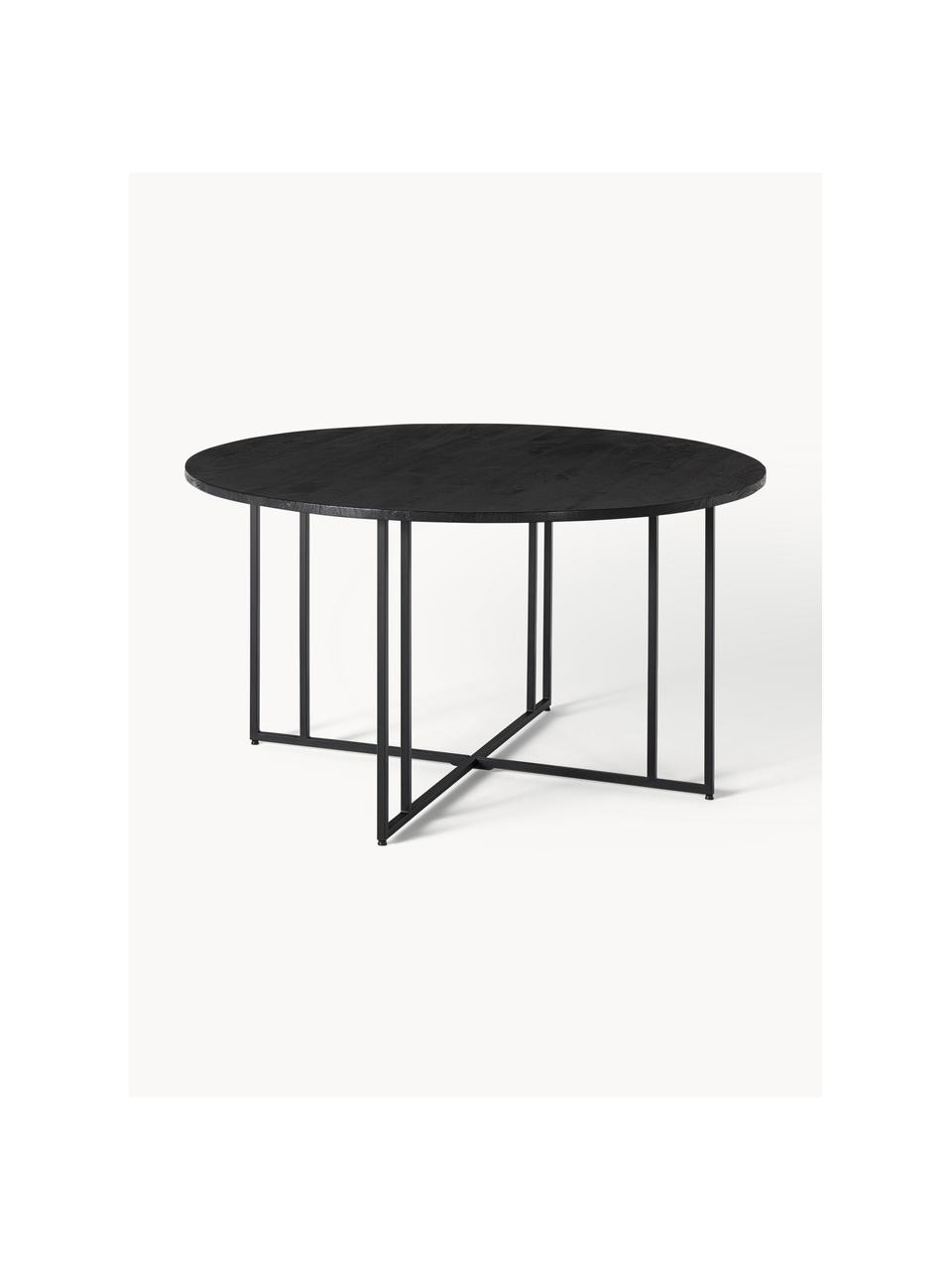 Table ronde en bois de manguier Luca, tailles variées, Bois de manguier, noir laqué, Ø 120 cm