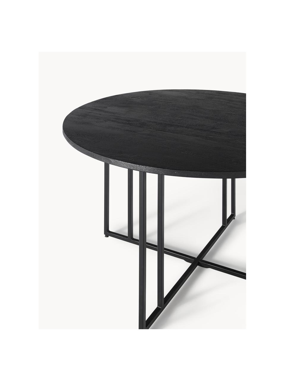 Mesa de comedor redonda de madera de mango Luca, tamaños diferentes, Tablero: madera de mango, cepillad, Estructura: metal, con pintura en pol, Madera de mango, negro pintado, Ø 120 cm