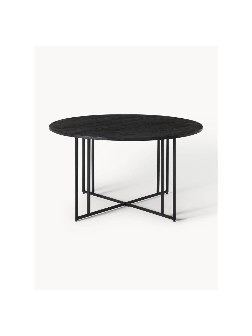 Mesa de comedor redonda de madera de mango Luca, tamaños diferentes, Tablero: madera de mango, cepillad, Estructura: metal, con pintura en pol, Madera de mango, negro pintado, Ø 120 cm