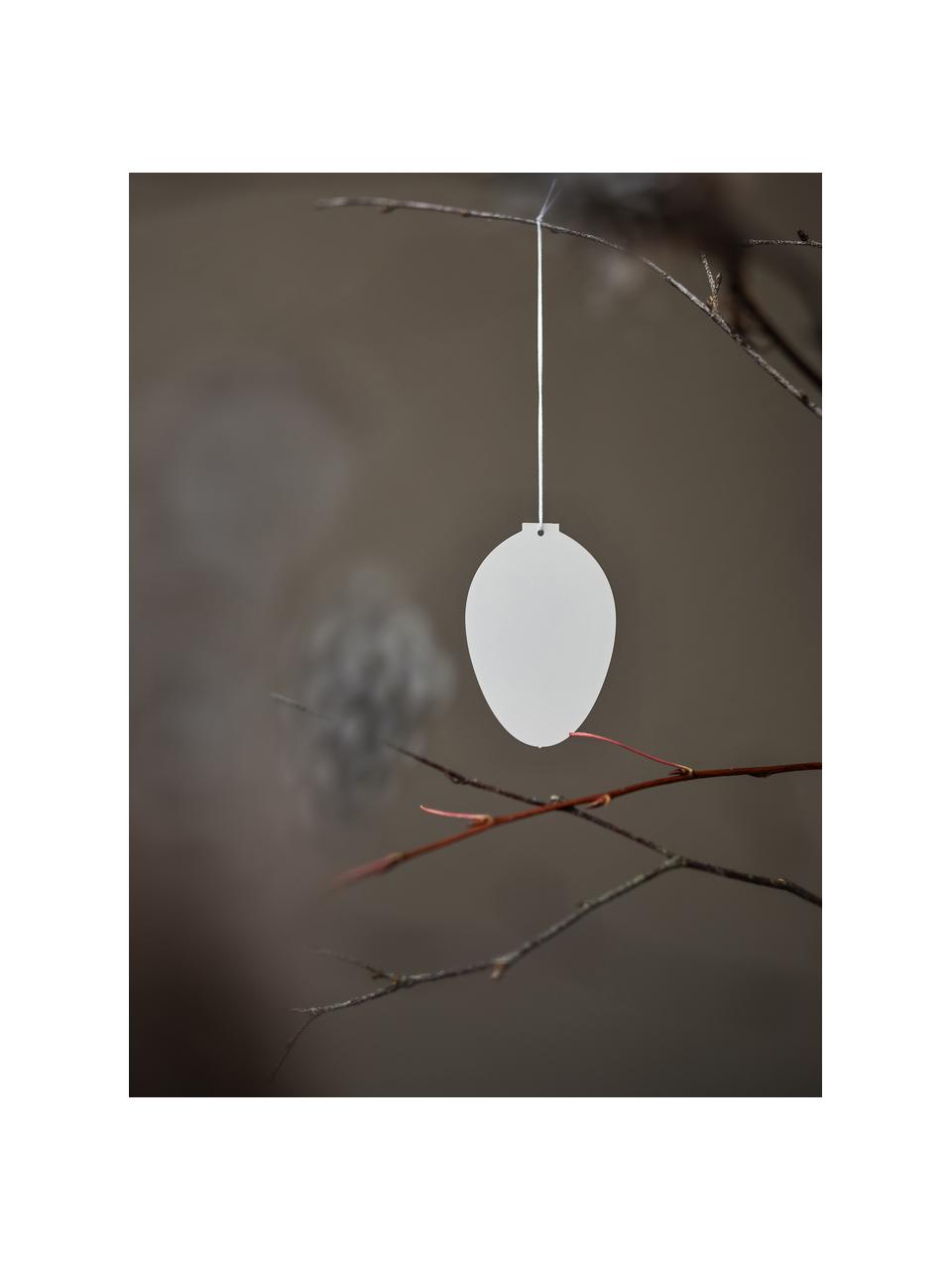 Dekoracja wisząca Egg, 4 szt., Stal szlachetna malowana proszkowo, Biały, S 4 x W 6 cm