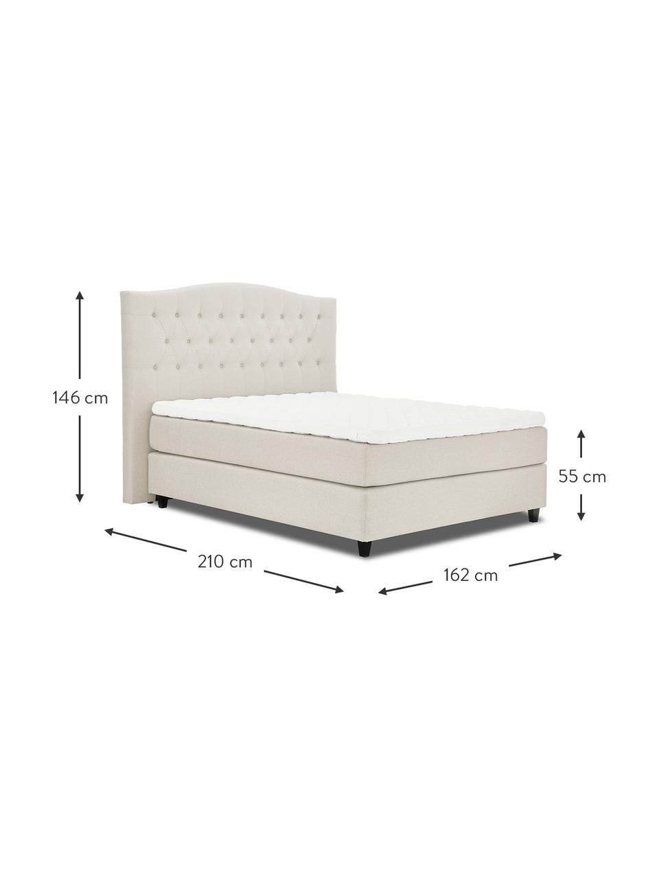 Premium Boxspringbett Royal in Beige, Matratze: 5-Zonen-Taschenfederkern, Füße: Massives Birkenholz, lack, Webstoff Beige, 200 x 200 cm