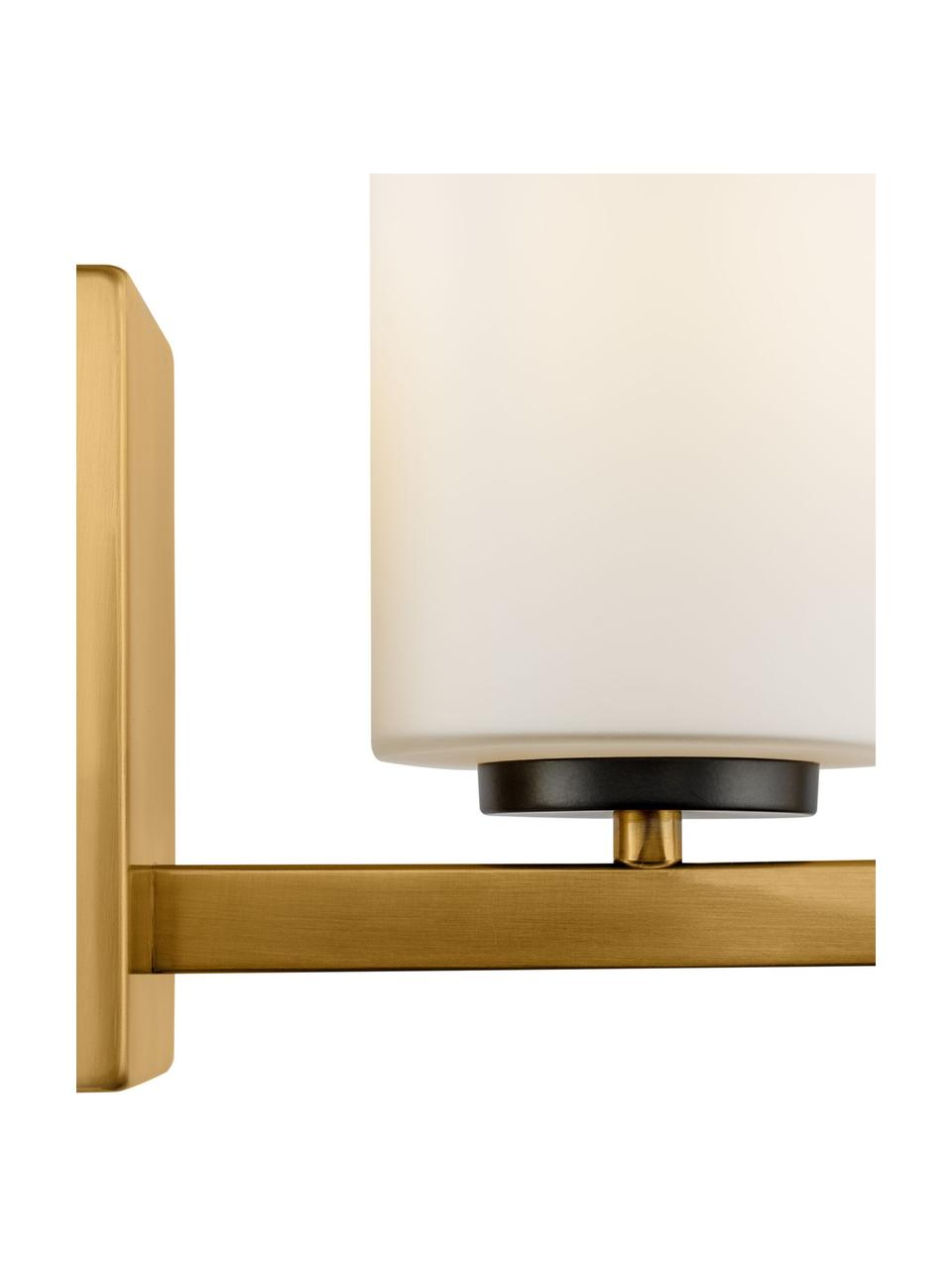 Nástenná lampa zo skla Fortano, Biela, mosadzné odtiene, H 19 x V 31 cm