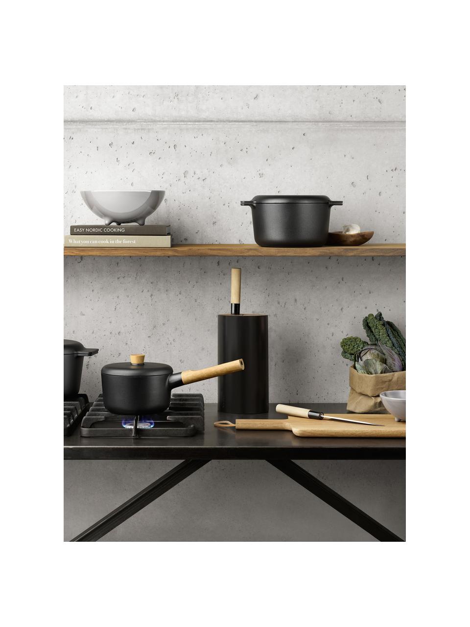 Stielkasserolle Nordic Kitchen mit Antihaftbeschichtung, Griff: Eichenholz, Schwarz, Eichenholz, Ø 17 x H 13 cm