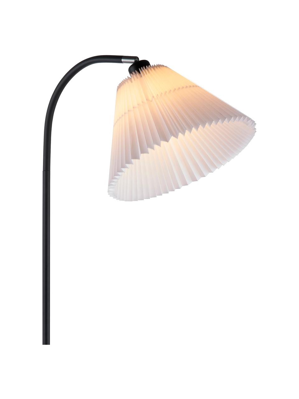 Kleine Stehlampe Medina mit Plissee-Schirm, Lampenschirm: Kunststoff, Lampenfuß: Metall, beschichtet, Weiß, Schwarz, Ø 32 x 132 cm