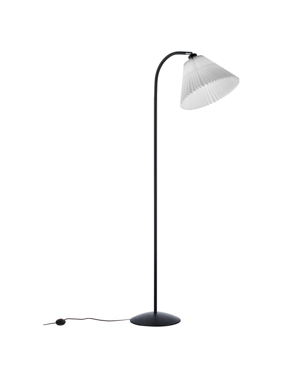 Kleine Stehlampe Medina mit Plissee-Schirm, Lampenschirm: Kunststoff, Lampenfuß: Metall, beschichtet, Weiß, Schwarz, Ø 32 x 132 cm