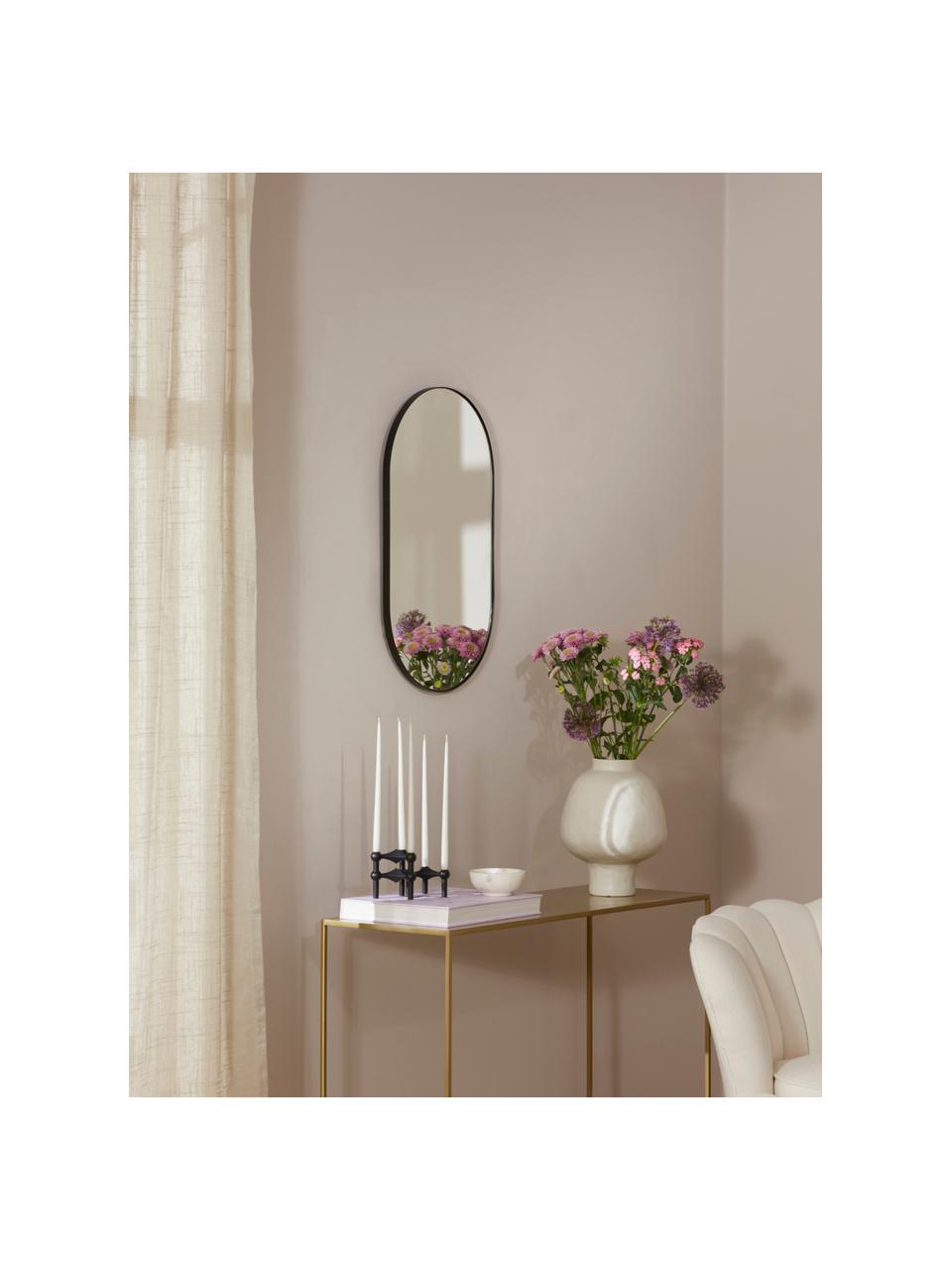 Oválné nástěnné zrcadlo Lucia, Černá, Š 40 cm, V 70 cm