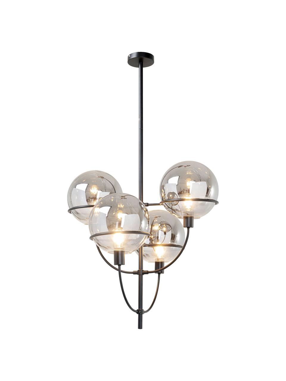 Lámpara de techo grande Lantern, Estructura: metal con pintura en polv, Cromo espejado, negro, Ø 68 cm