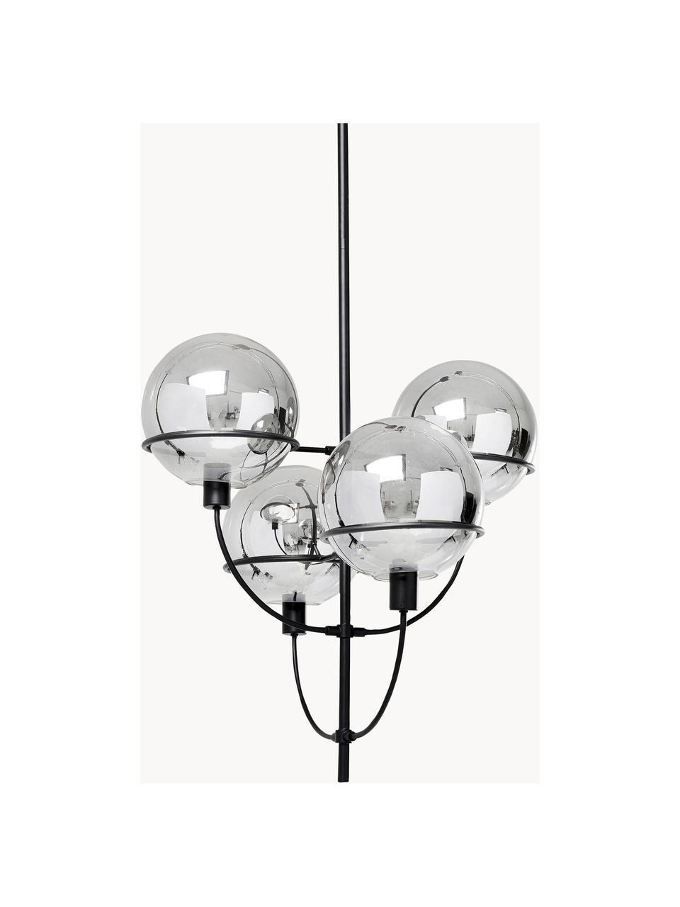 Grosse Pendelleuchte Lantern, Baldachin: Metall, pulverbeschichtet, Silberfarben, Schwarz, Ø 68 cm