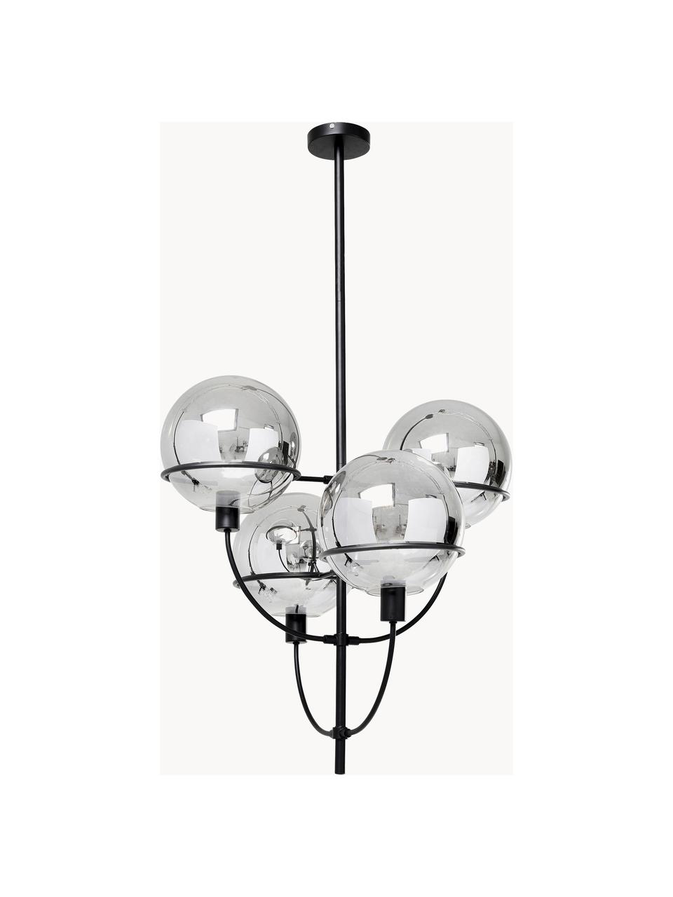 Grote hanglamp Lantern, Chroomkleurig, zwart, Ø 68 cm