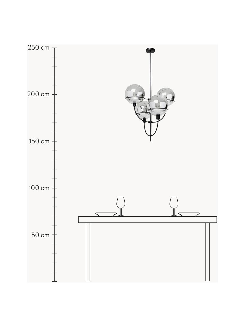 Lampa wisząca Lantern, Transparentny, czarny, Ø 68 cm