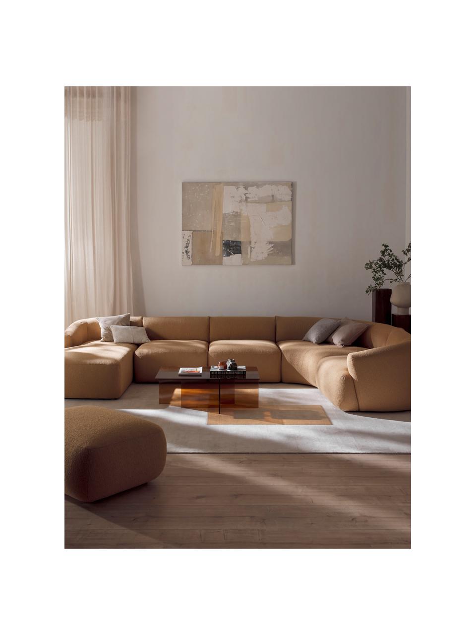 Salon modulable en tissu bouclé Sofia, Bouclé beige, larg. 404 x prof. 231 cm, méridienne à droite