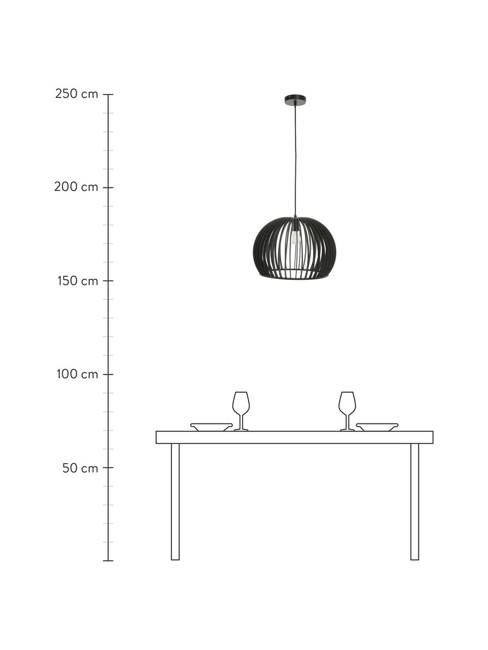 Dřevěné závěsné svítidlo Avril, Černá, Ø 45 cm, V 31 cm