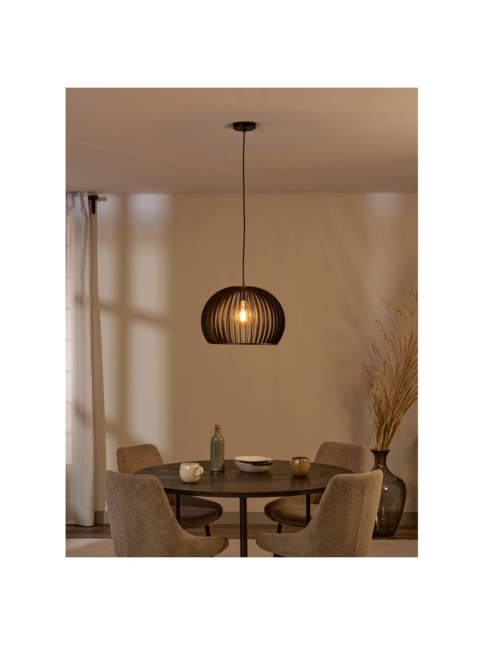 Lampa wisząca z drewna Avril, Czarny, Ø 45 x W 31 cm