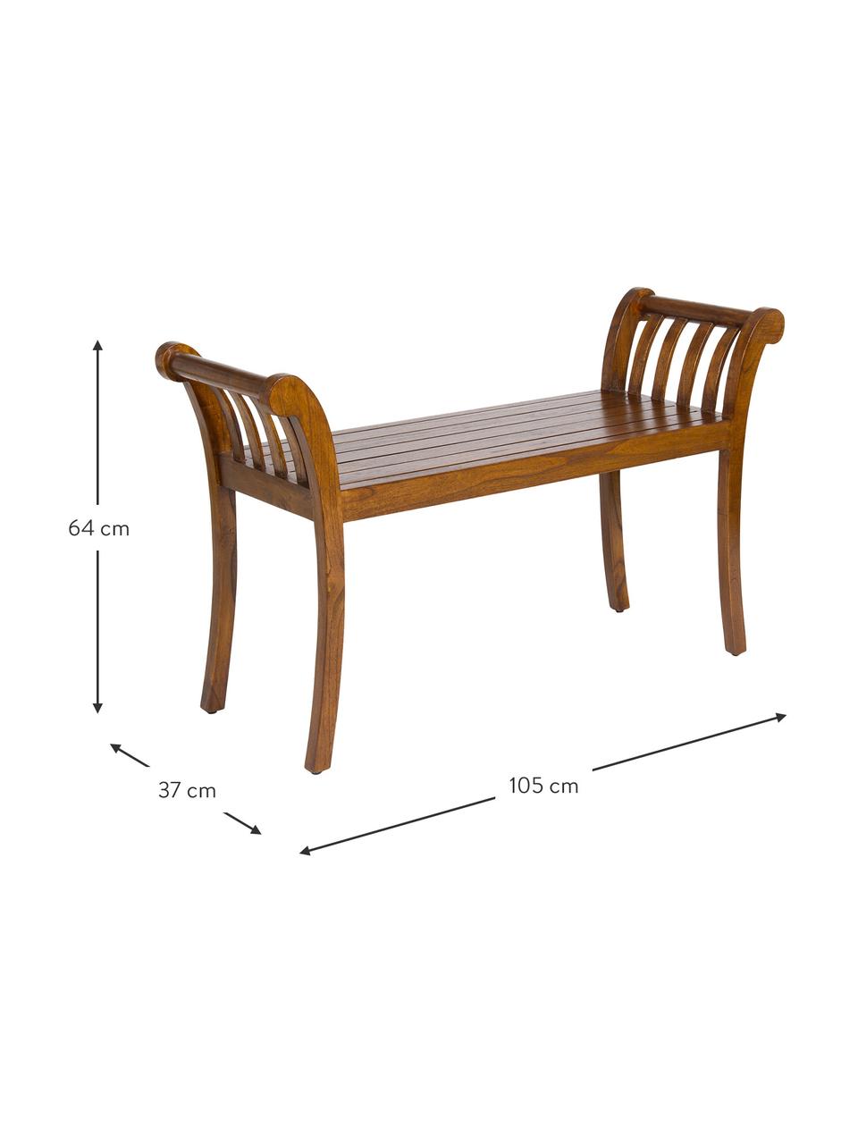 Banc en bois d'acacia Corwin, Brun foncé