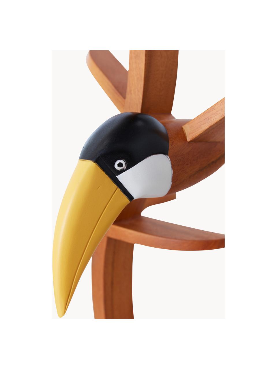 Ručne vyrobená dekorácia Toucan, Mahagónové drevo, Mahagónové drevo, horčicová, čierna, biela, Š 63 x V 111 cm