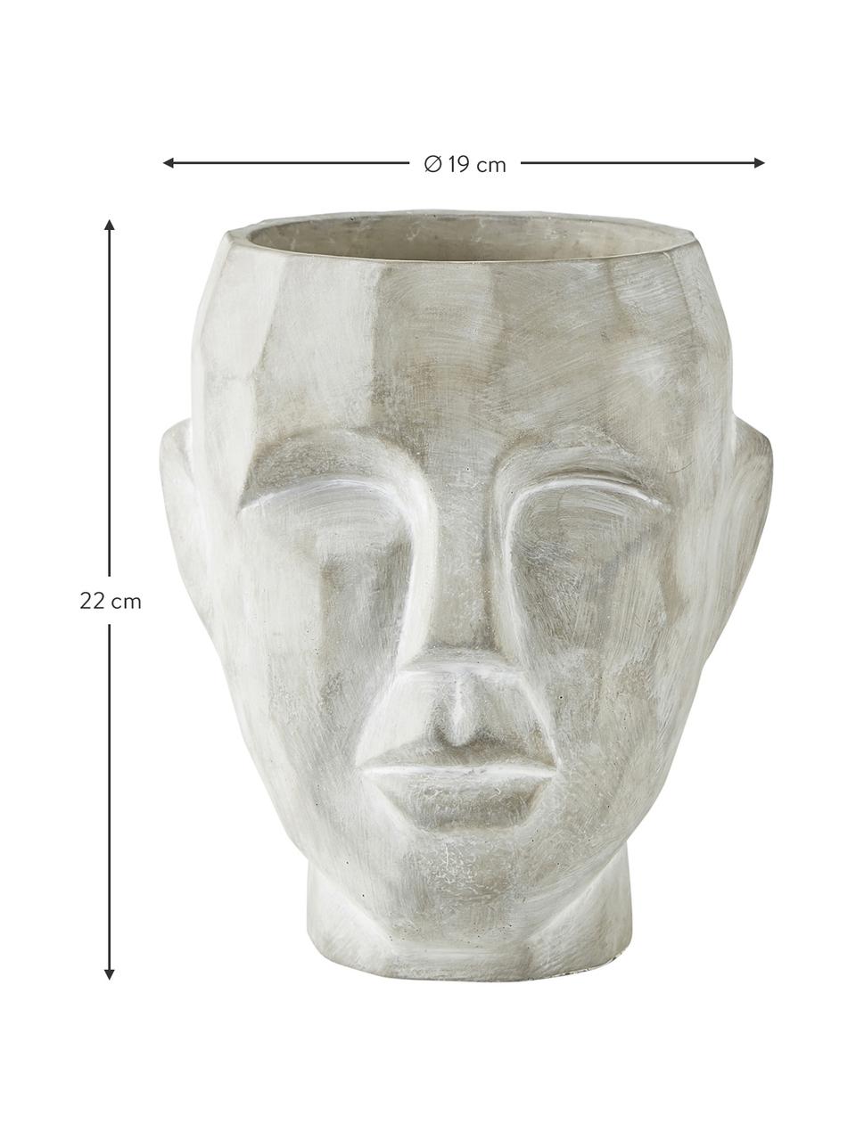 Portavaso viso in cemento Smile, Cemento, Grigio, Ø 19 x Alt. 22 cm