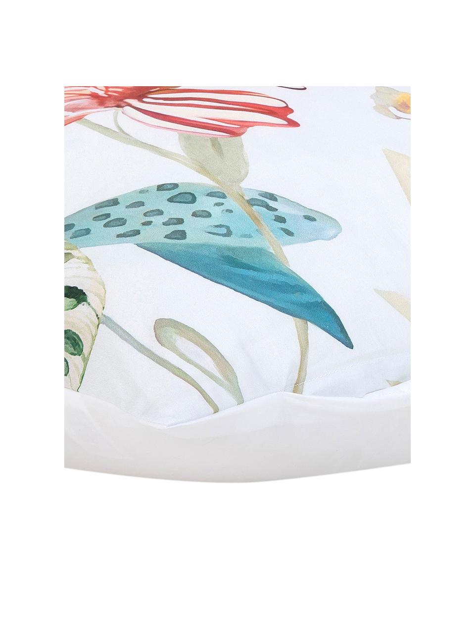 Taie d'oreiller 65x65 réversible en percale Meadow, 2 pièces, Multicolore, blanc, 65 x 65 cm