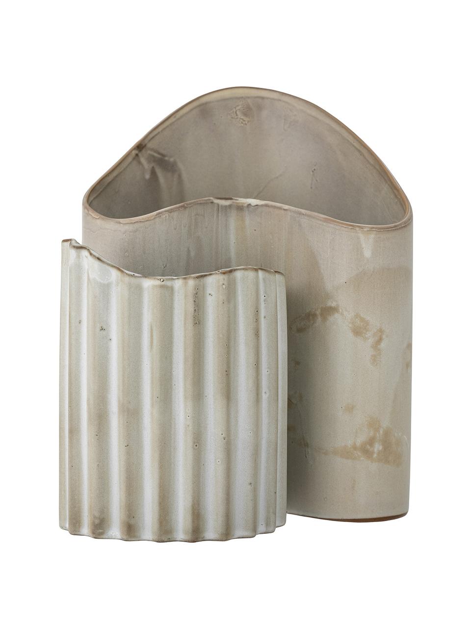 Handgefertigtes Vasen-Set Henaj aus Steingut, 2er-Set, Steingut, Beige, Set mit verschiedenen Größen