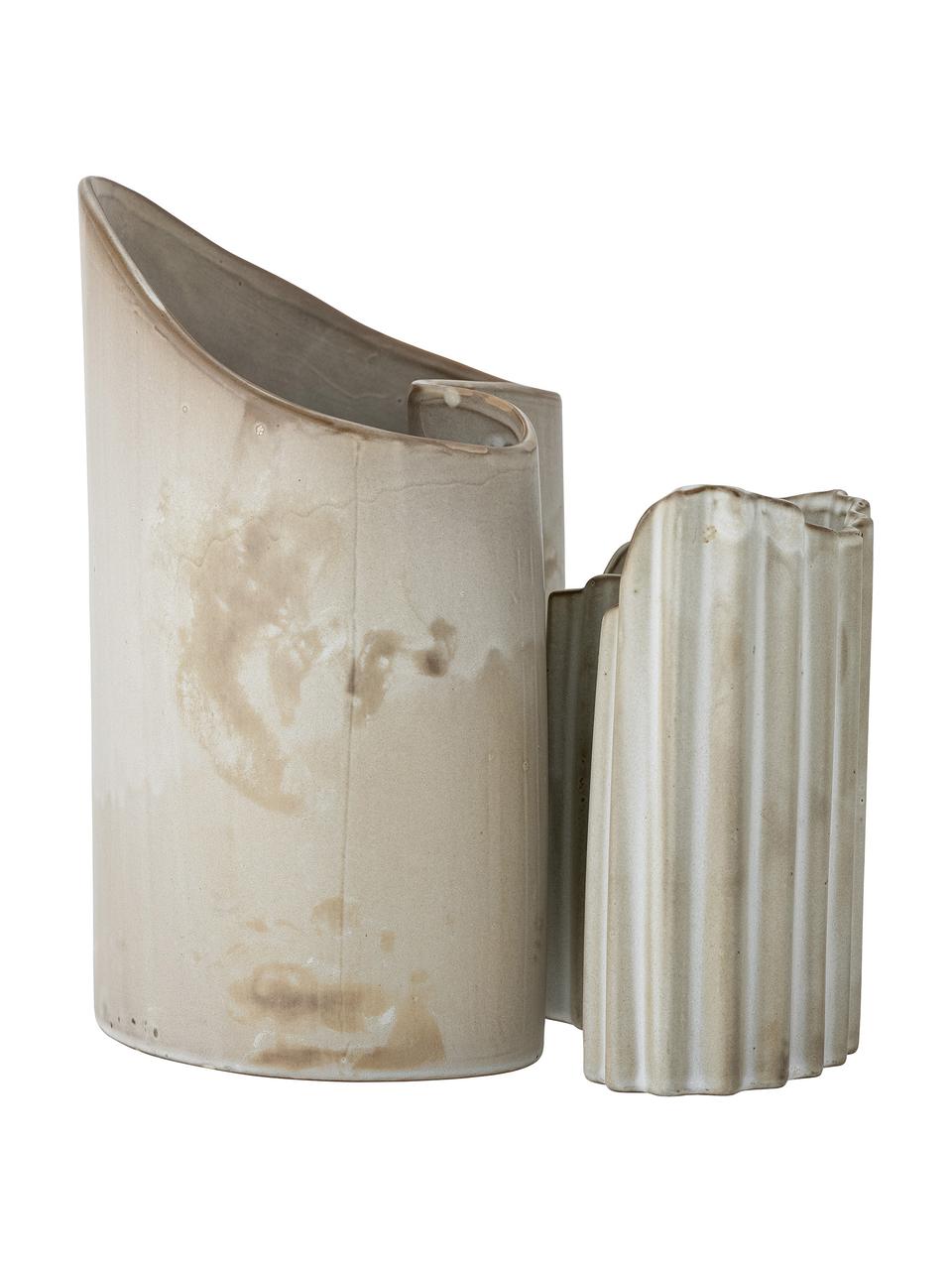 Handgefertigtes Vasen-Set Henaj aus Steingut, 2-tlg., Steingut, Beige, Set mit verschiedenen Grössen